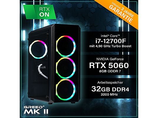 GREED® MK2 - Gaming PC, Gaming Computer - Intel Core i7 12700F + Nvidia Geforce RTX 5060