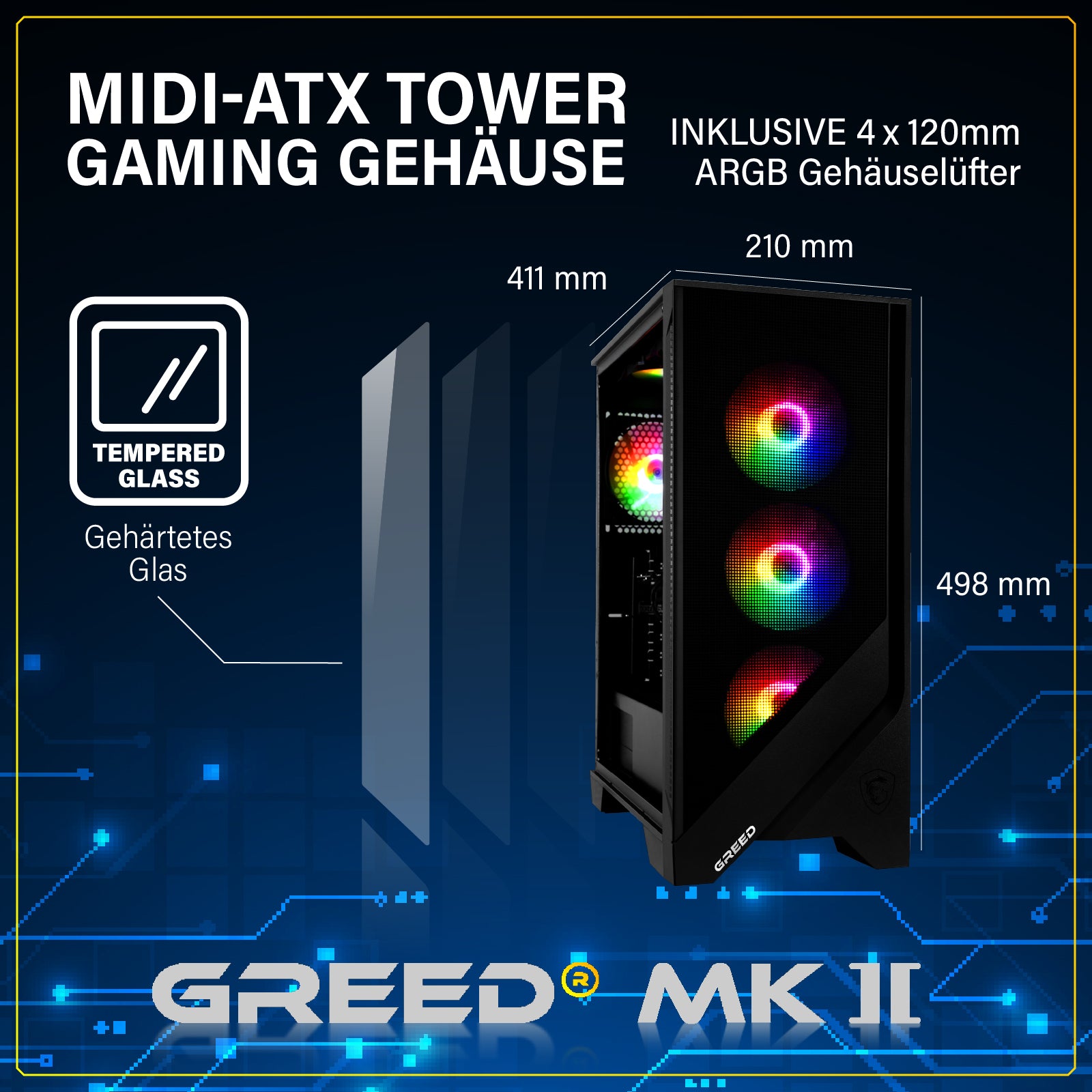 GREED® MK2 - Gaming PC, Gaming Computer - Intel Core i7 12700F + Nvidia Geforce RTX 5060