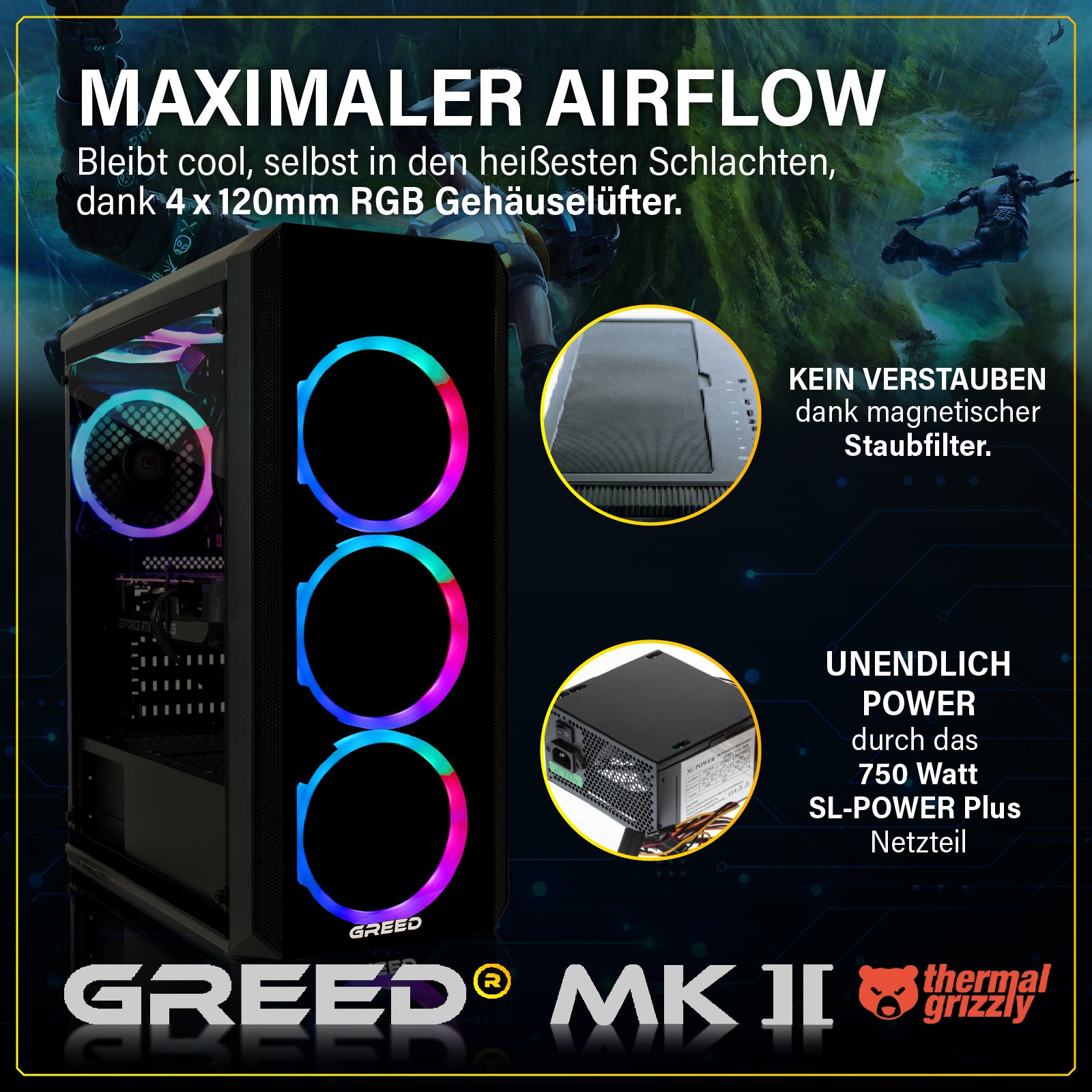 GREED® MK2 - Gaming PC, Gaming Computer - Intel Core i7 12700F + Nvidia Geforce RTX 5060