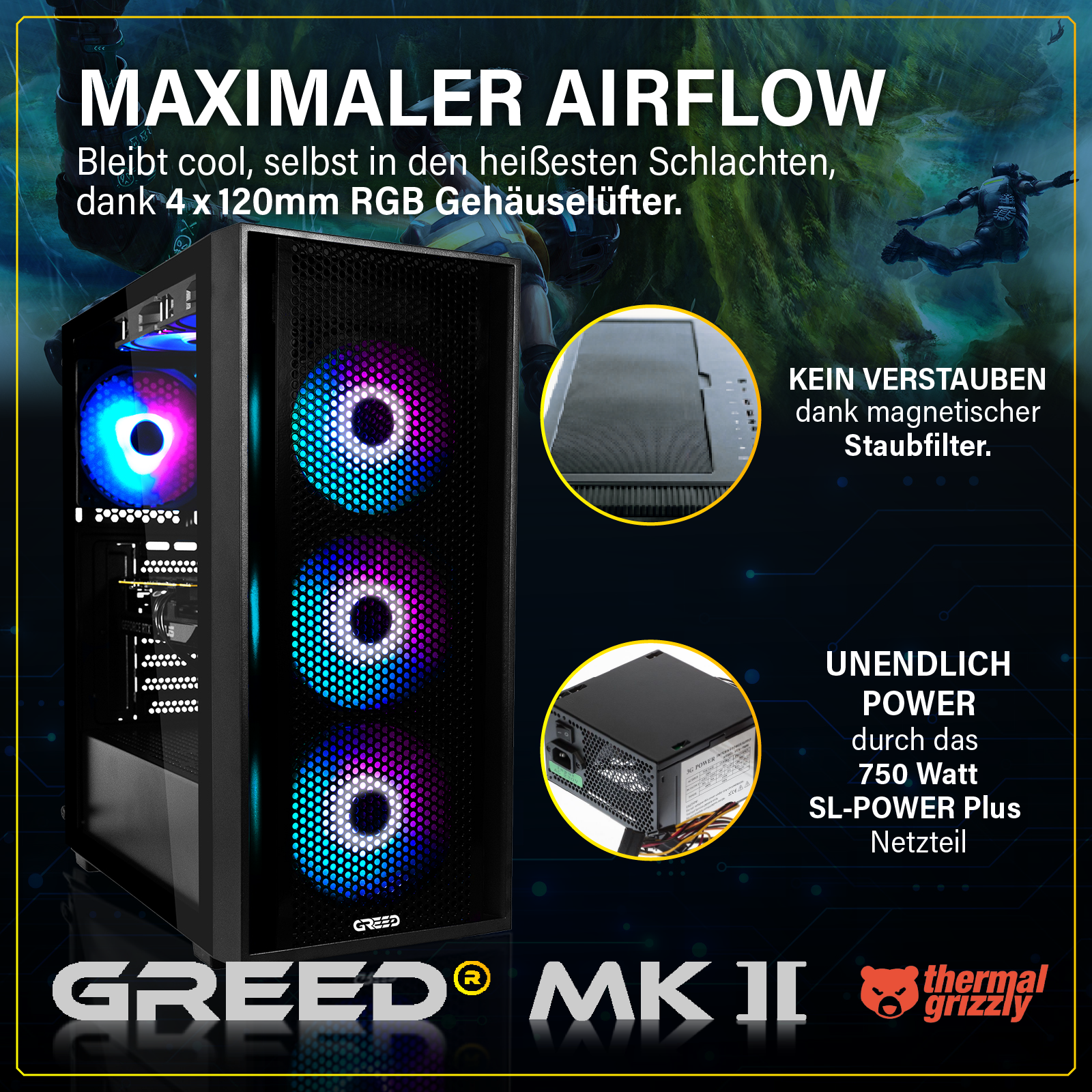 GREED® MK2 - Gaming PC, Gaming Computer - Intel Core i7 12700F + Nvidia Geforce RTX 5060
