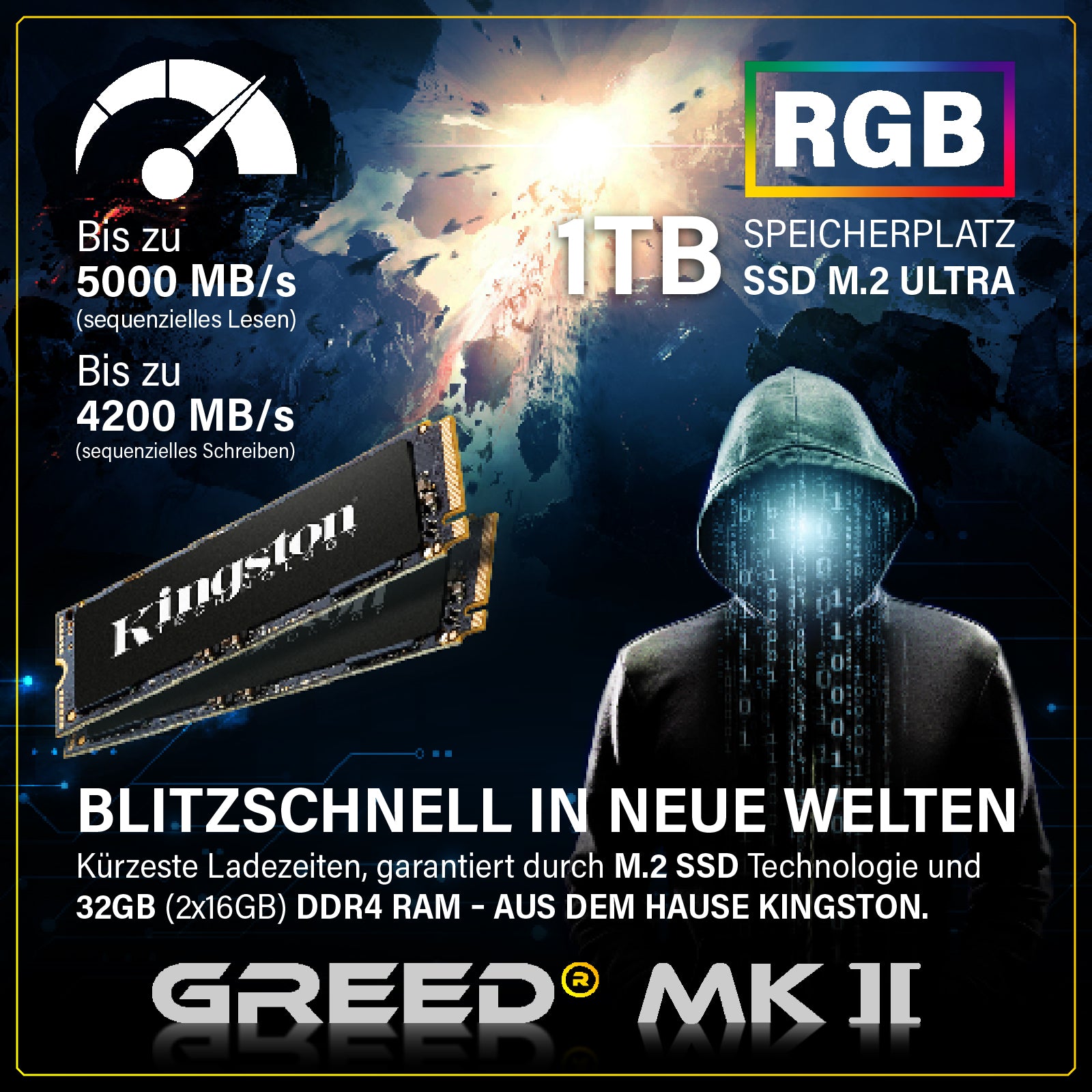 GREED® MK2 - Gaming PC, Gaming Computer - Intel Core i7 12700F + Nvidia Geforce RTX 5060