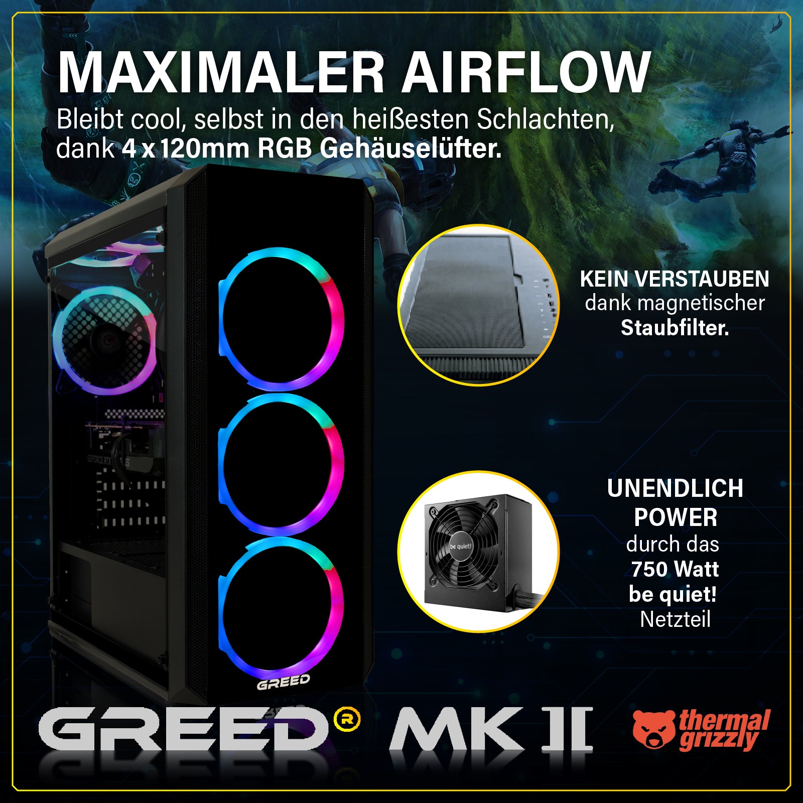 GREED® MK2 - Gaming PC, Gaming Computer - AMD Ryzen 7 5700X + Nvidia Geforce RTX 5060