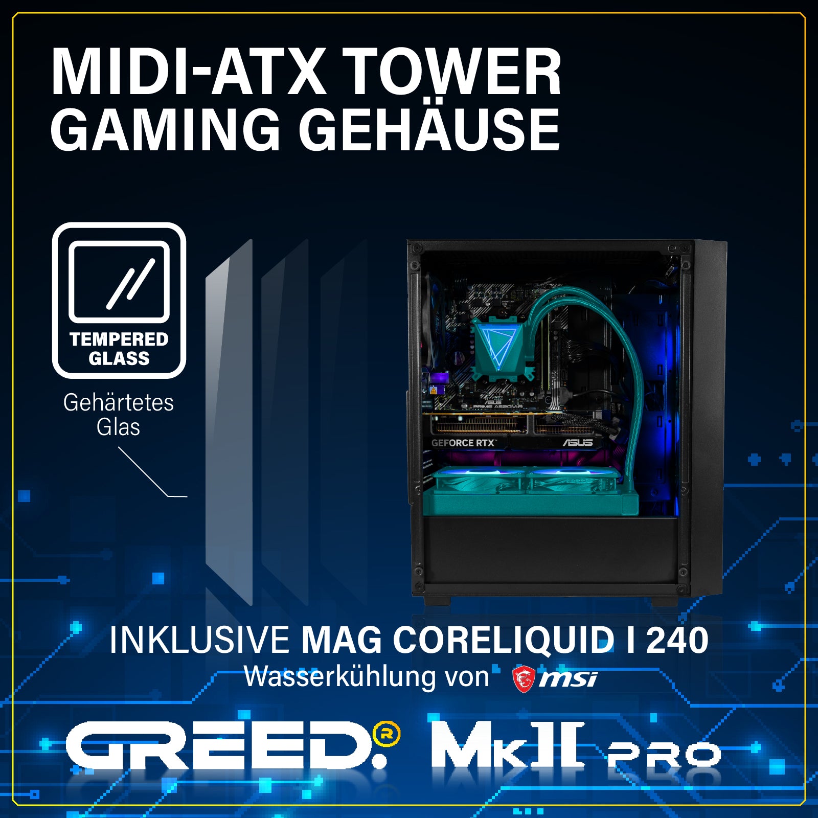 Greed®MK2 Pro INTEL - High End Gaming Computer, Gaming PC - Intel Core i7 12700KF + Nvidia Geforce RTX 5070 12 GB