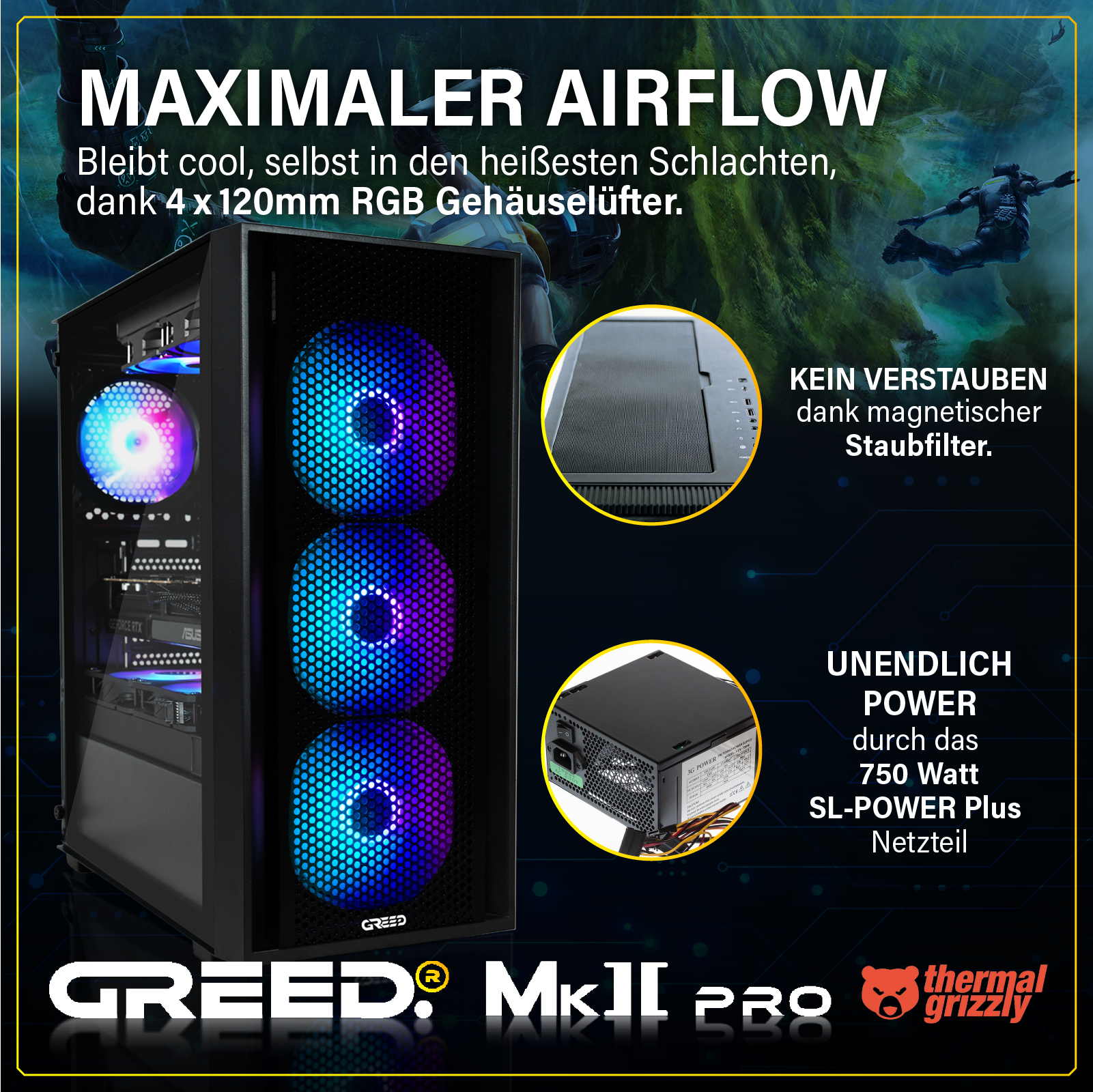 Greed®MK2 Pro INTEL - High End Gaming Computer, Gaming PC - Intel Core i7 12700KF + Nvidia Geforce RTX 5070 12 GB