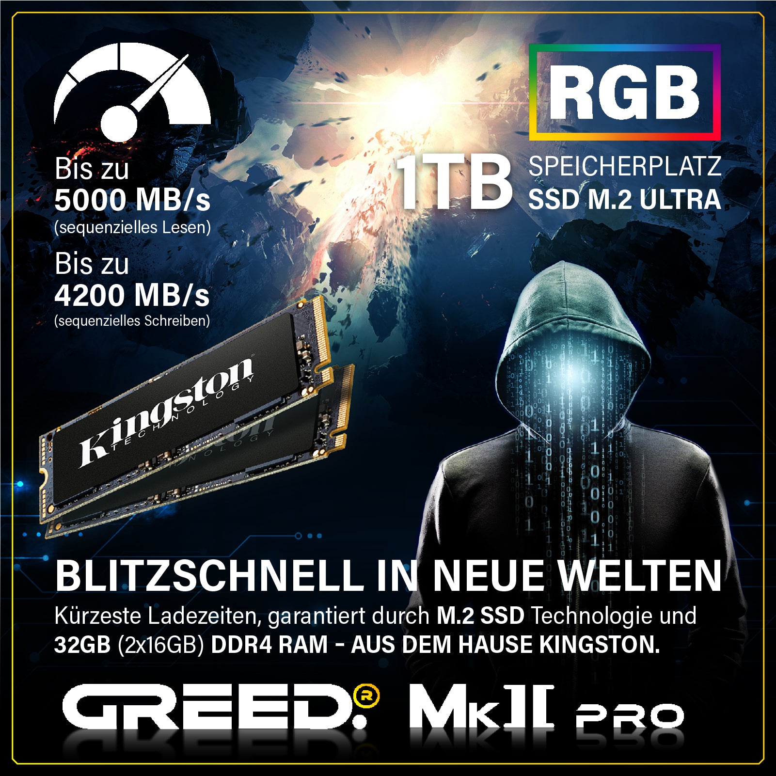 Greed®MK2 Pro INTEL - High End Gaming Computer, Gaming PC - Intel Core i7 12700KF + Nvidia Geforce RTX 5070 12 GB