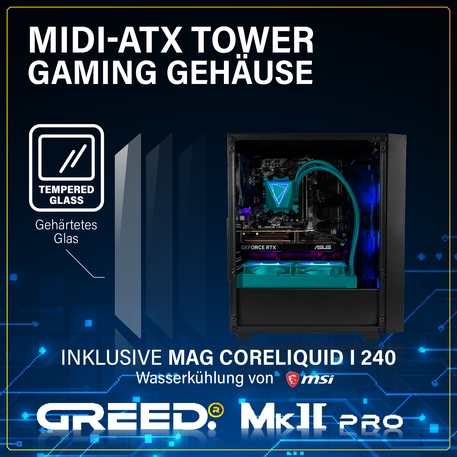 Greed® MK2 Pro AMD - High End Gaming PC, Gaming Computer - AMD Ryzen 7 5700X + Nvidia Geforce RTX 5070 12 GB