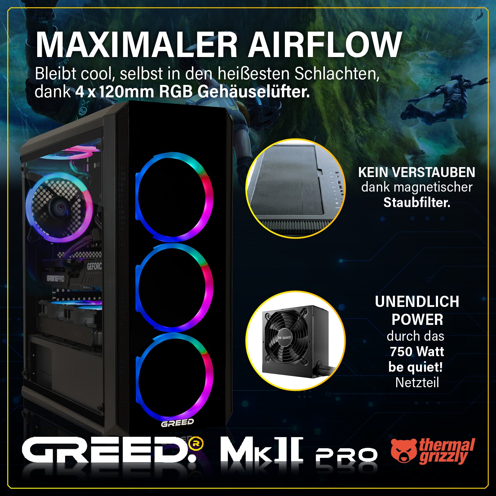 GREED MK2 Pro AMD Gaming PC - Ryzen 7 5700X - RTX 5070 12GB - 32GB RAM - 1TB SSD -