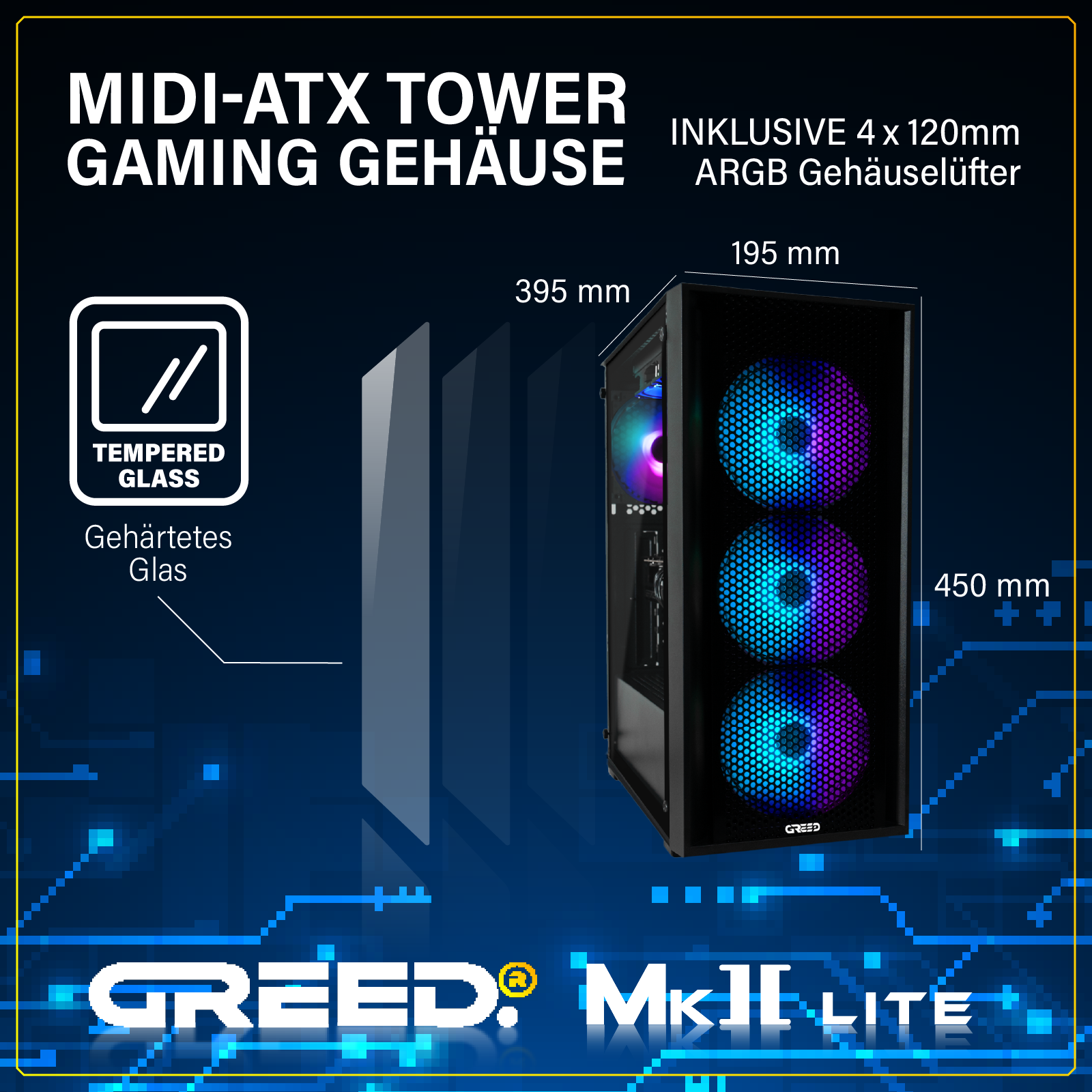 GREED MK2 AMD Lite  Gaming Pc mit AMD Ryzen™ 5 Ryzen 5 4600G Prozessor, 16 GB RAM, 512 GB SSD, AMD Radeon™ RX Vega 7, Windows 11 Pro