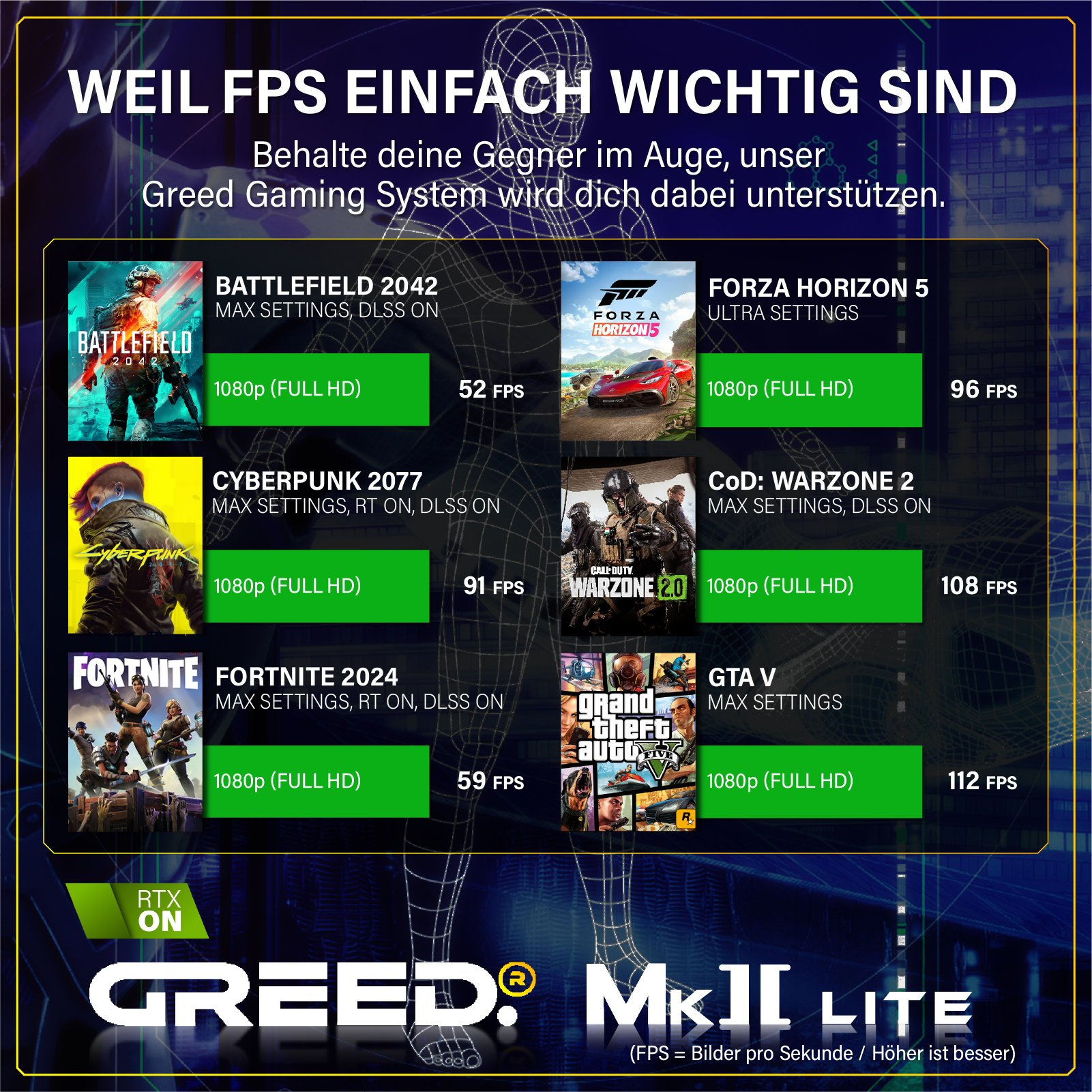 GREED MK2 Intel Lite  Gaming PC mit Intel® Core™ i5 10400F Prozessor, 16 GB RAM, 512 GB SSD, NVIDIA GeForce RTX™ 3050, Windows 11 Pro