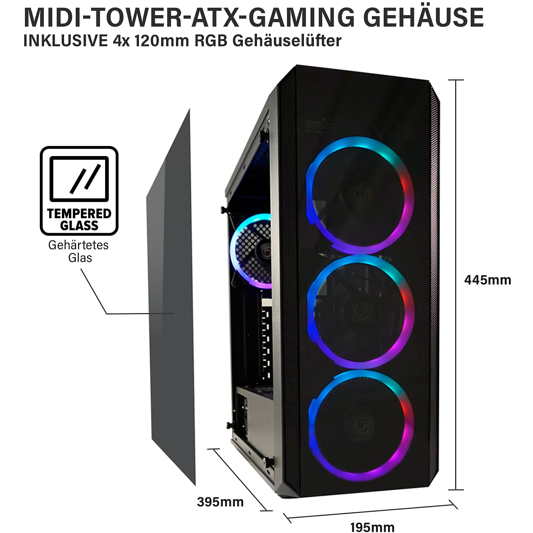 GREED MK2 Intel Lite  Gaming PC mit Intel® Core™ i5 10400F Prozessor, 16 GB RAM, 512 GB SSD, NVIDIA GeForce RTX™ 3050, Windows 11 Pro