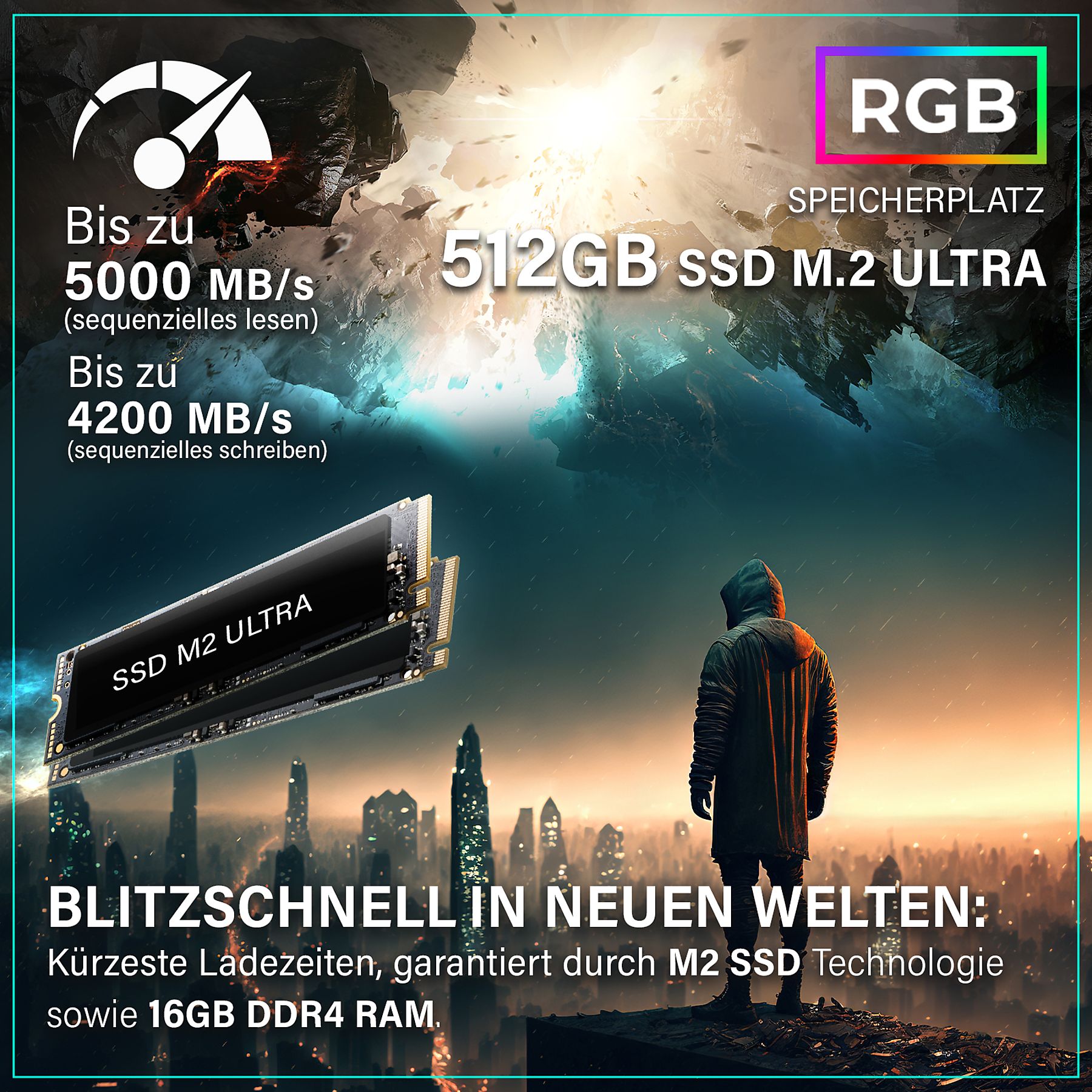 GREED MK2 Intel Lite  Gaming PC mit Intel® Core™ i5 10400F Prozessor, 16 GB RAM, 512 GB SSD, NVIDIA GeForce RTX™ 3050, Windows 11 Pro