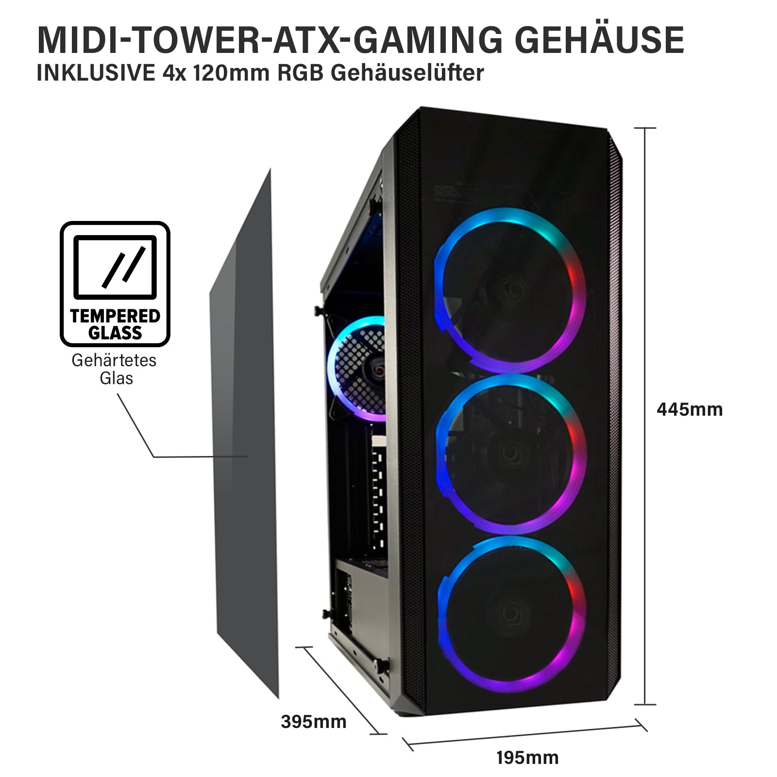 Greed® MK2 Pro AMD - High End Gaming PC, Gaming Computer - AMD Ryzen 7 5700X + Nvidia Geforce RTX 4070 12 GB